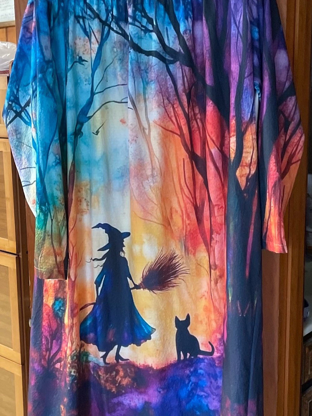 Maxi Dress with Enchanted Forest Witch Print - Multicolor - Picture 2 of 2